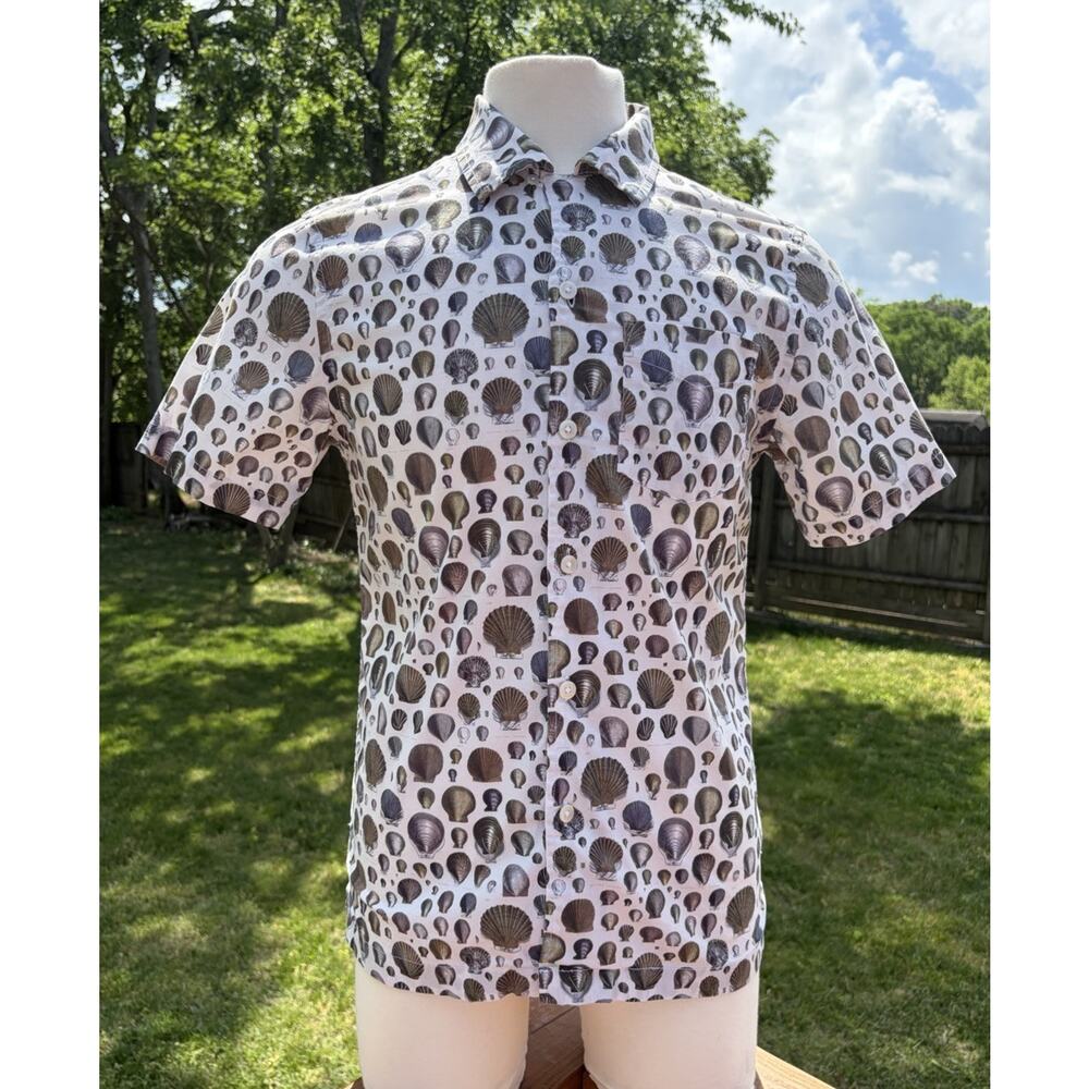 Todd Snyder X John Derian Shell Shirt Mens Small White Loop Collar Camp Cotton